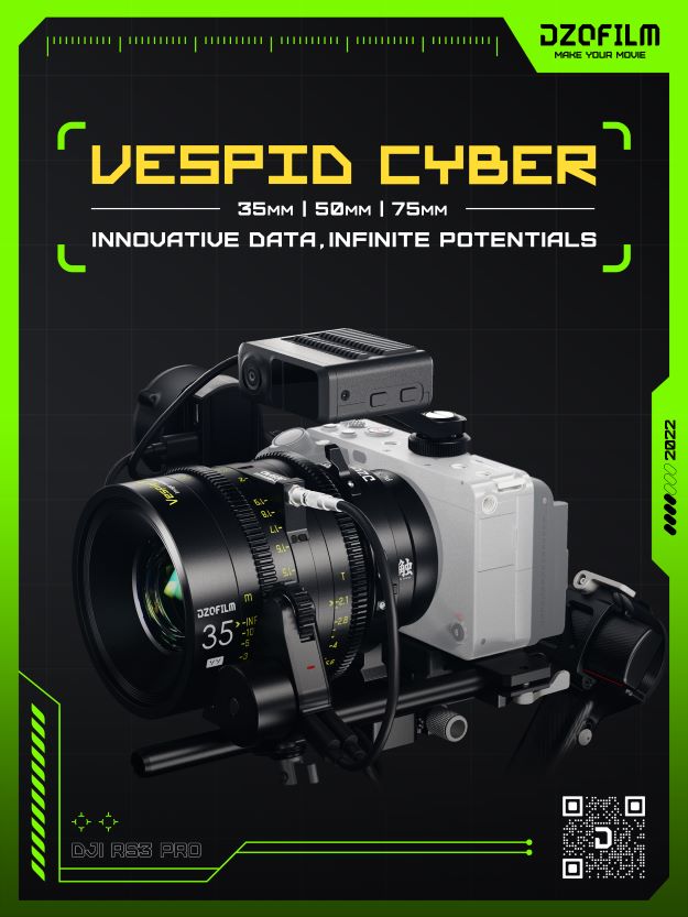 DZOFILM、シネレンズ「Vespid Cyber Prime Full-frame 35/50/75mm T2.1」発売。撮影時のディテールを再現